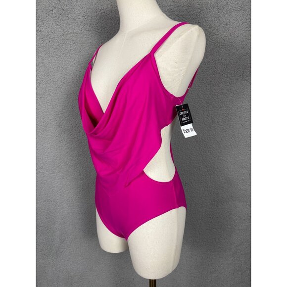 Bar III Women's Hot Pink Drape Monokini Swimsuit One Piece Extra Small NWT's - Picture 4 of 8